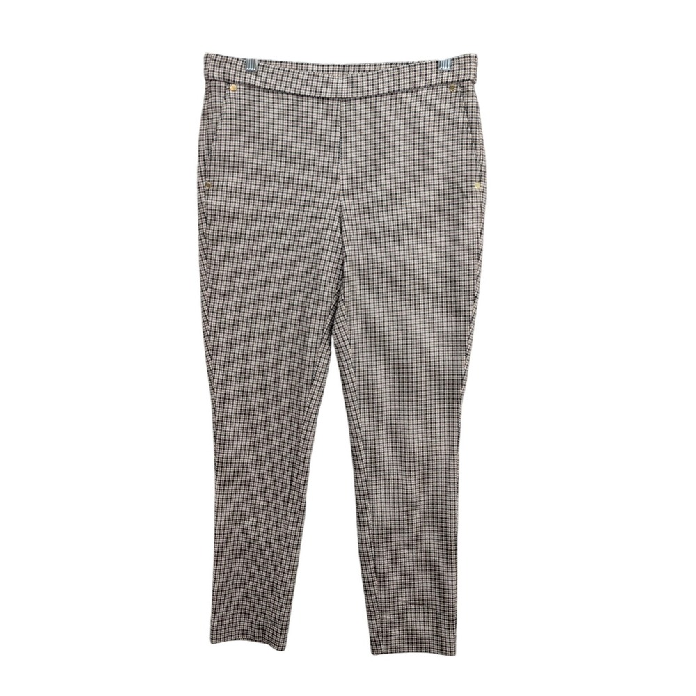 Anne Klein Women's Plaid Checkered Trouser Pants Career Office Pull‎ On Size M